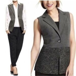 CAbi #518 Women's Over The Moon Gray Color Block One Button Lined Vest